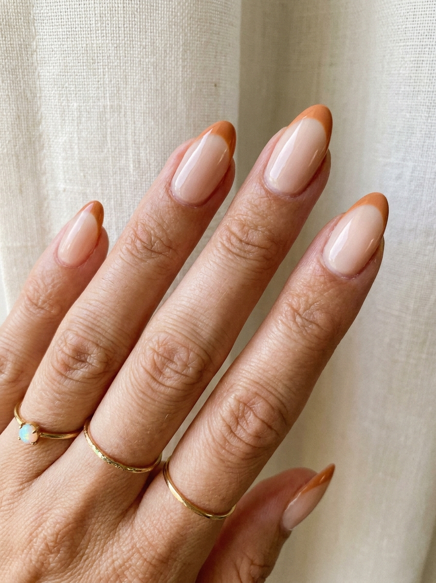 Soft Pumpkin French Nails als Cute Fall Nails Inspiration 2026